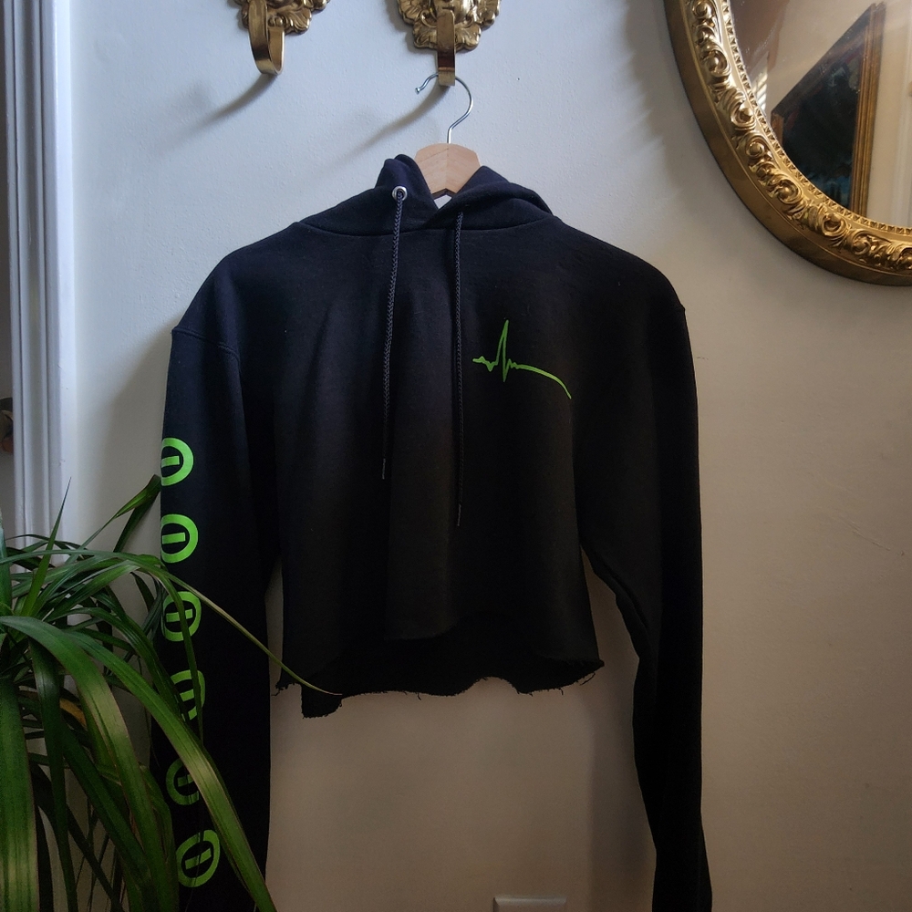 Black Hoodie with Green Accents